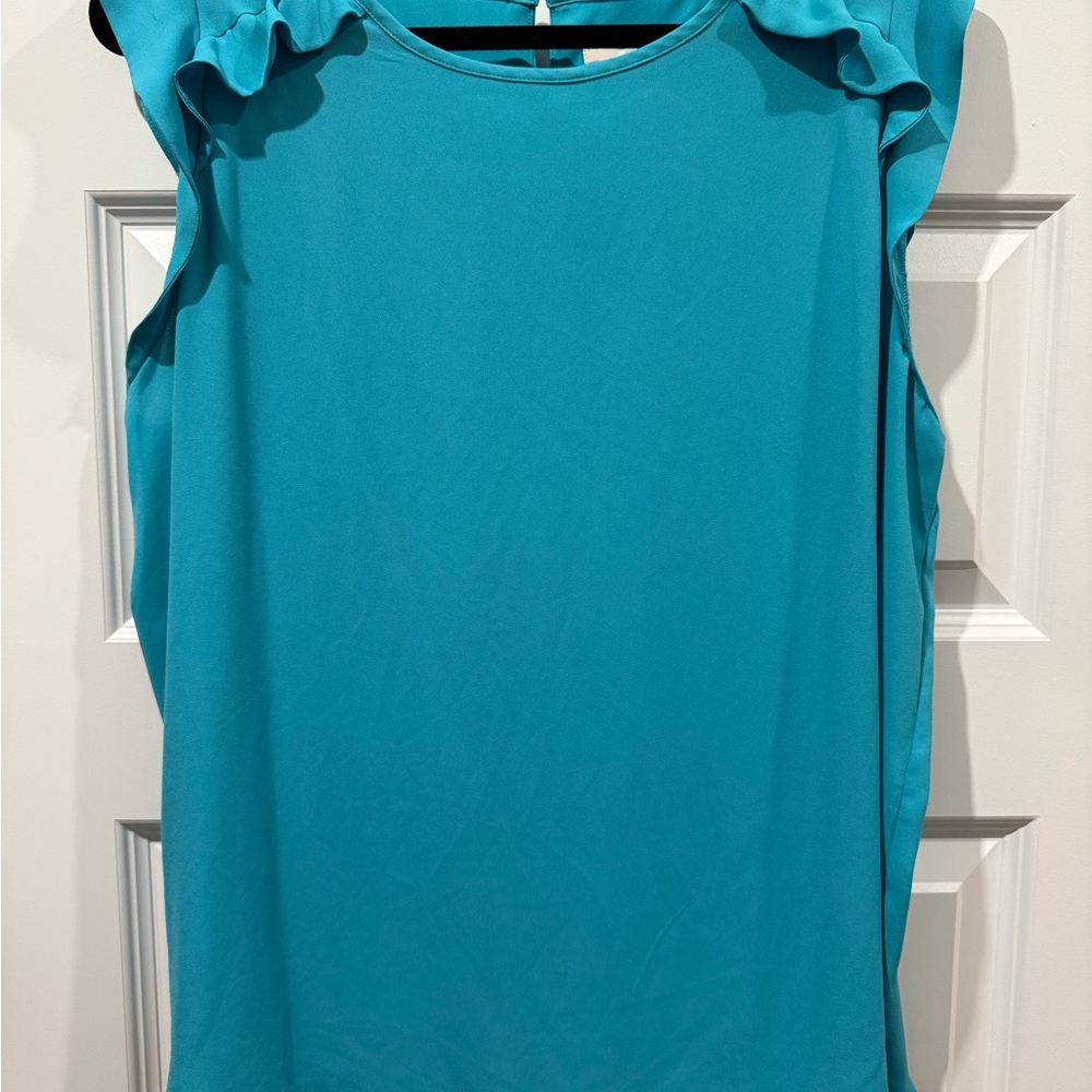 LOFT Turquoise Ruffle Sleeve Blouse